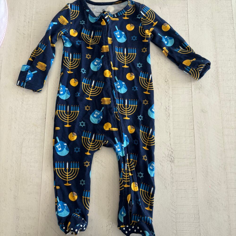 Caden Lane Bamboo Hanukkah Footie Sleeper Pajamas Size 3-6 months EUC Holiday